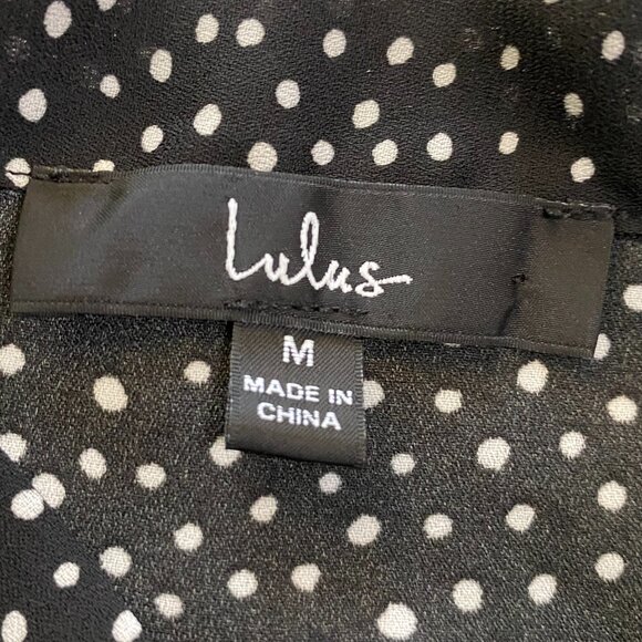 LULU’S | On The Spot Black Polka Dot‎ Button Up Top | Size Medium Women's - Picture 8 of 15